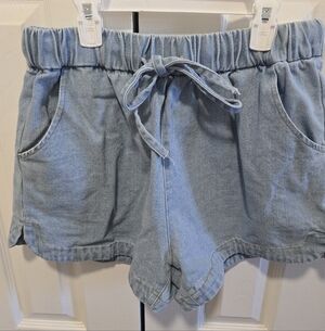 Cupshe Light Blue Denim Drawstring Women's Shorts